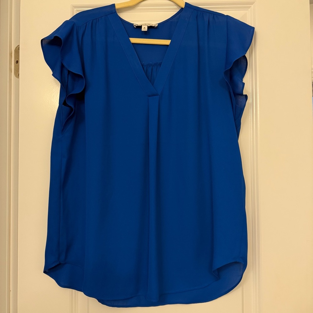 Chaus Royal Blue Flutter Sleeve Blouse